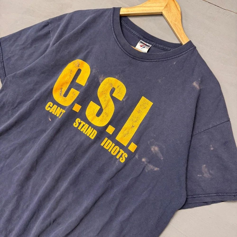 Zees T Shirt Navy‎ Blue CSI Cant Stand Idiots Funny Graphic Tee XL